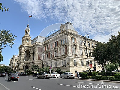 Baku, Azerbaijan, September, 12, 2019. The building of the Executive power on the street of Sovereignty in Baku Editorial Stock Photo