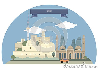 Baku,Azerbaijan Vector Illustration