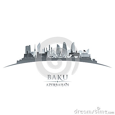 Baku Azerbaijan city skyline silhouette white background Vector Illustration