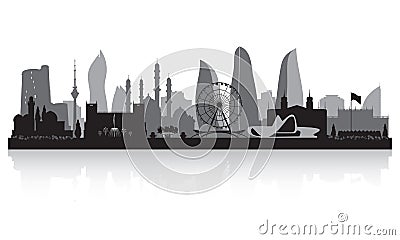 Baku Azerbaijan city skyline silhouette Vector Illustration