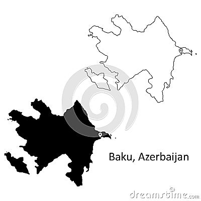 Baku Azerbaijan. Detailed Country Map with Capital City Location Pin. Vector Illustration