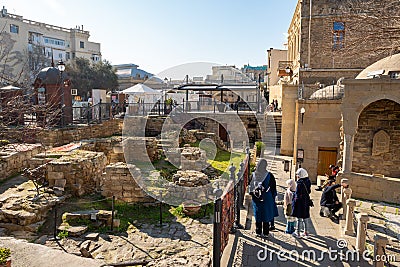 Baku, Azerbaijan 27 January 2020 - Inner city of Icheri Sheher. Fragment Editorial Stock Photo
