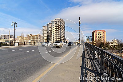 Javanshir Bridge former Gagarin bridge in Baku. Azerbaijan Editorial Stock Photo