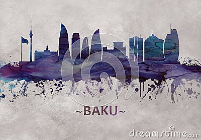 Baku Azerbaijan skyline Stock Photo
