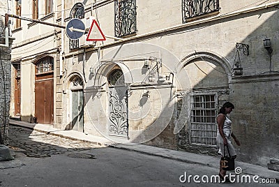 Baku city old town street in azerbaijan Editorial Stock Photo