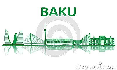 Baku landmarks silhouette Stock Photo