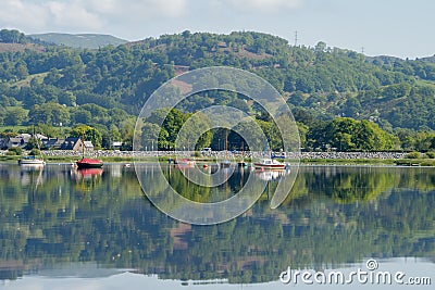 View of boats on Bala Lake in Gwynedd, Wales on May 26, 2023 Editorial Stock Photo