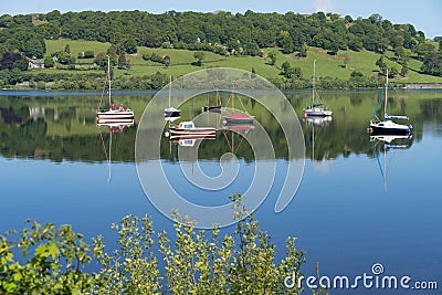 View of boats on Bala Lake in Gwynedd, Wales on May 26, 2023 Editorial Stock Photo