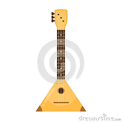 Balalaika musical instrument isolated on white background. Triangular music element with three strings Vector Illustration