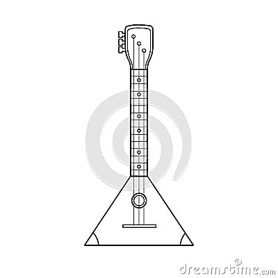 Balalaika musical instrument in black and white. Triangular music element Vector Illustration