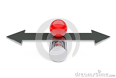 Balance, Choise and Harmony concept. Red Metal Ball over Arrow. Stock Photo