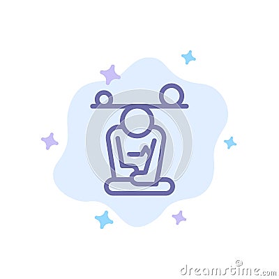 Balance, Concentration, Meditation, Mind, Mindfulness Blue Icon on Abstract Cloud Background Vector Illustration
