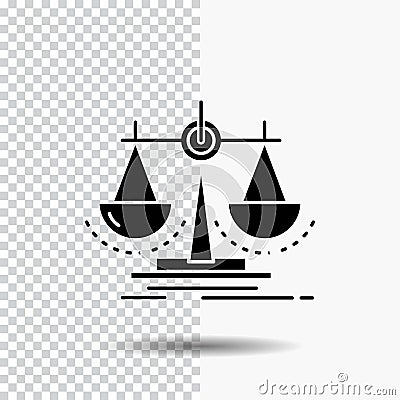 Balance, decision, justice, law, scale Glyph Icon on Transparent Background. Black Icon Vector Illustration