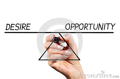 The balance of desire and opportunity Stock Photo