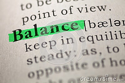 Definition of the word Balance Stock Photo