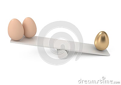 Balance and Eggs isolated on white Cartoon Illustration