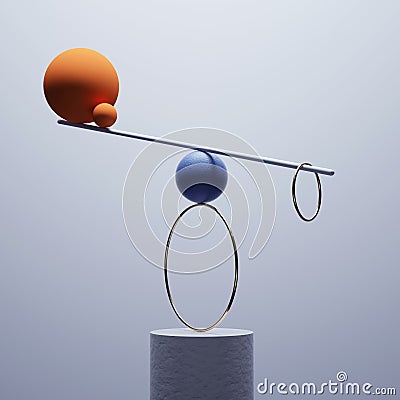 Balance geometric. Geometric objects in balance Cartoon Illustration