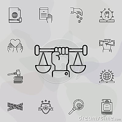 Balance, hand icon. Universal set of law and justice for website design and development, app development Stock Photo