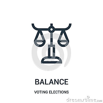 balance icon vector from voting elections collection. Thin line balance outline icon vector illustration Vector Illustration