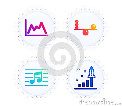 Balance, Musical note and Diagram icons set. Development plan sign. Concentration, Music, Growth graph. Vector Vector Illustration