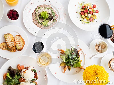 Balance restaurant dinner menu wholesome nutrition Stock Photo