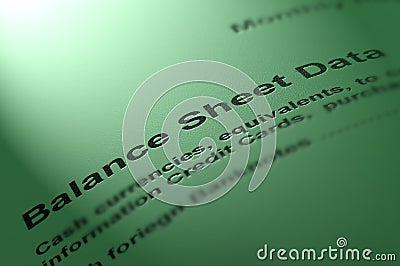 Balance sheet data. Stock Photo