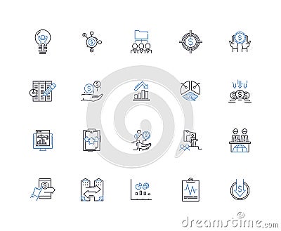 Balance sheet estimations line icons collection. Assets, Liabilities, Equity, Valuation, Capital, Projections Vector Illustration