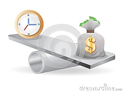 Balance between Time And money Vector Illustration