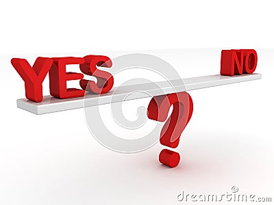 Balance of the Yes and No on question mark scale Stock Photo