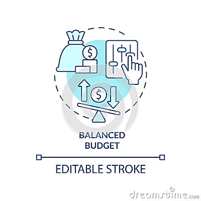 Balanced budget turquoise concept icon Vector Illustration