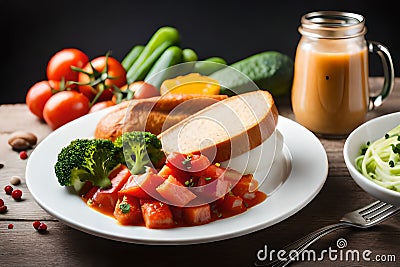 A balanced diet as breakfast Stock Photo