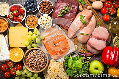 Balanced diet food background. Stock Photo