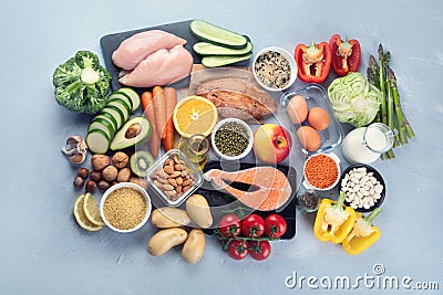 Balanced diet food background Stock Photo