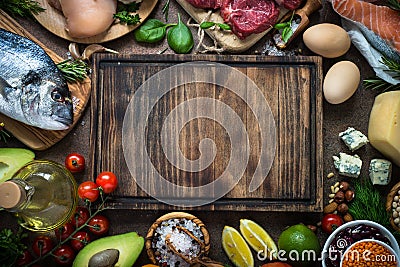 Balanced diet. Organic food for healthy nutrition. Stock Photo