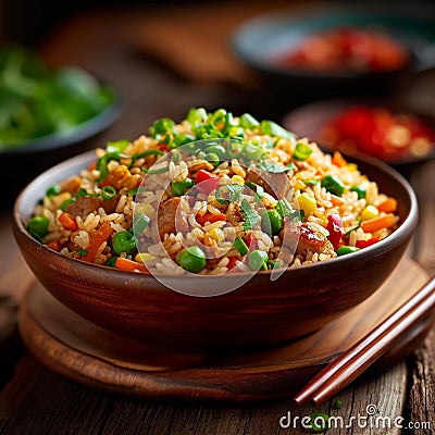 Balanced feast Enjoy a nutritious dinner with Asian fried rice Stock Photo