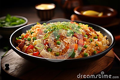 Balanced feast Enjoy a nutritious dinner with Asian fried rice Stock Photo