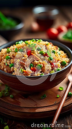 Balanced feast Enjoy a nutritious dinner with Asian fried rice Stock Photo