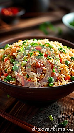 Balanced feast Enjoy a nutritious dinner with Asian fried rice Stock Photo