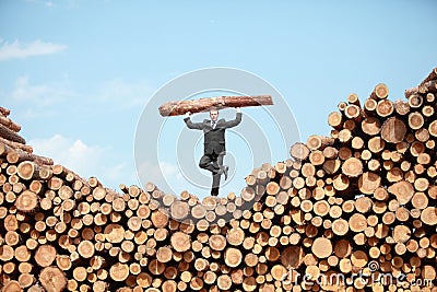 Balanced hardworking business man Stock Photo