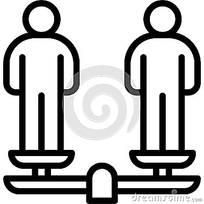 Balanced scale with two human icon, Protest related vector Vector Illustration