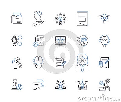 Balanced scorecard outline icons collection. Scorecard, Balanced, Metrics, Performance, Strategize, Objectives Vector Illustration
