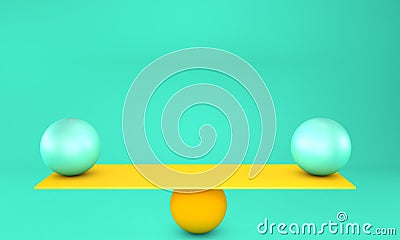 Balancing balls in orange background. 3d illustration Stock Photo
