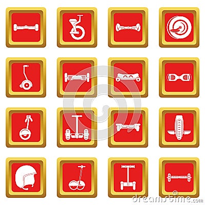 Balancing scooter icons set red Vector Illustration