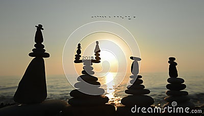 2018 in balancing stones Stock Photo