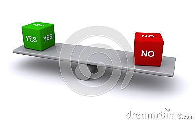 Balancing yes and no Stock Photo