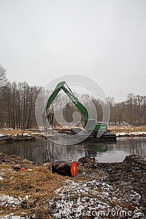 Cleaning of the Pekhorka River Editorial Stock Photo