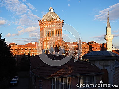 Balat, Istanbul, Turkey, Dec.10.2017 :Exterior view, ancient building of Phanar Greek Orthodox Collage Editorial Stock Photo