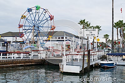 Balboa Island pier near Newport harbor beach in california Editorial Stock Photo