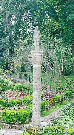 The Balchik Botanical Garden of romanian queen Marie, detail of an outdoor statue Editorial Stock Photo