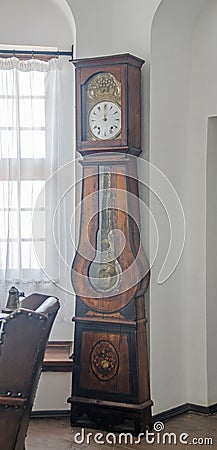 The Balchik Palace (Castle) of romanian queen Marie, details from interior rooms, the clock Editorial Stock Photo